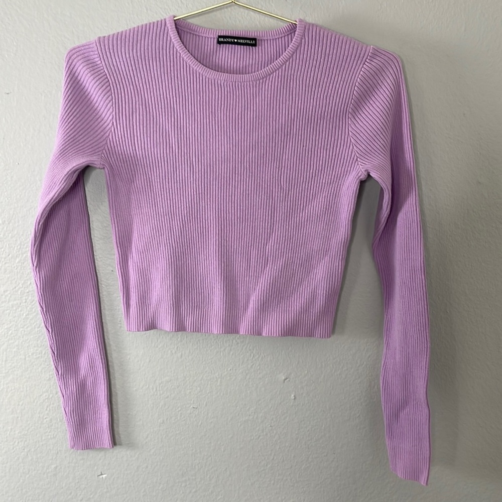 NWOT Brandy Melville Lavender Purple Veronica Knit Cropped Top